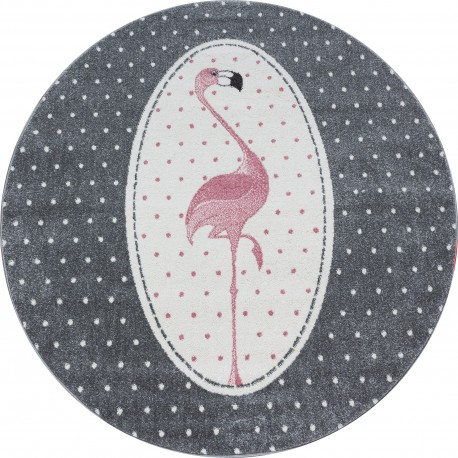 Kids Rund Børnetæppe Flamingo Design - Pink