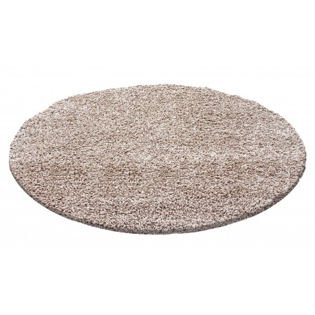 Life Rund Shaggy tæppe Ensfarvet - Beige