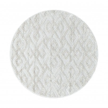 Pisa Rund Shaggy tæppe Geometrisk - Creme