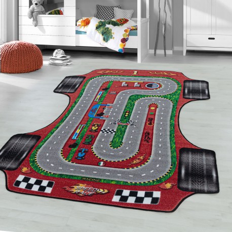 Play Børnetæppe Racerbane - Rød