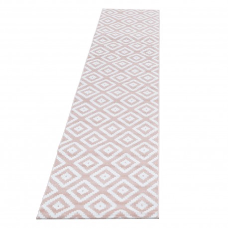 Plus Kortluvet Tæppeløber Geometrisk - Pink