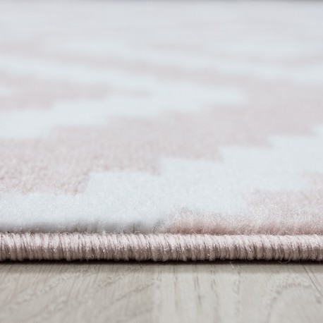 Plus Kortluvet Tæppeløber Geometrisk - Pink