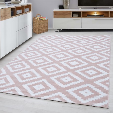 Plus Kortluvet tæppe Geometrisk - Pink
