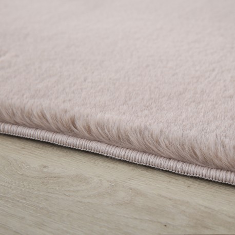Pouffy Rund Shaggy tæppe Ensfarvet - Beige