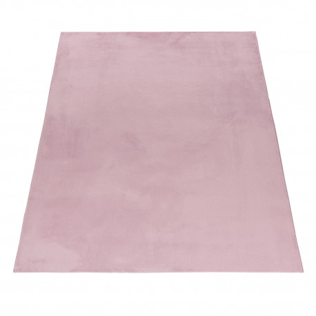 Pouffy Shaggy tæppe Ensfarvet - Rosa