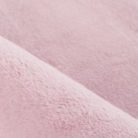 Pouffy Rund Shaggy tæppe Ensfarvet - Rosa