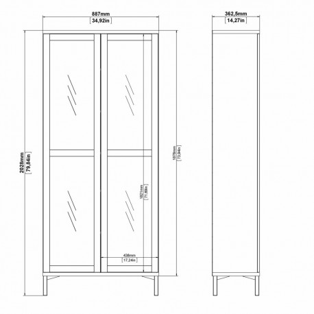 Gotland vitrine - Hvid/Eg