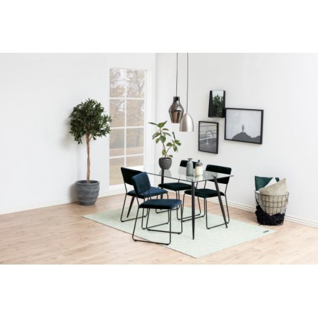 Cornelia spisebordsstol velour - Marineblå/Sort