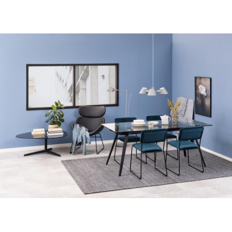 Cornelia spisebordsstol velour - Marineblå/Sort