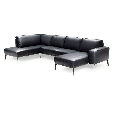 Ishøj læder U-sofa Højrevendt