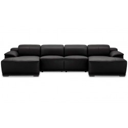 Alexa sort lædersofa venstrevendt