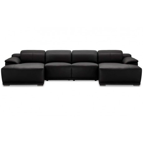 Alexa sort lædersofa venstrevendt