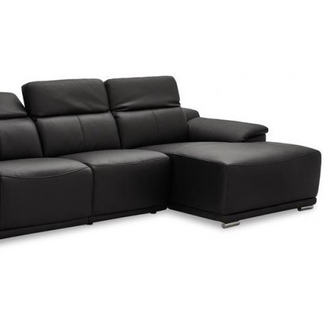 Alexa sort lædersofa venstrevendt