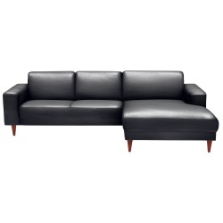 Hjort Knudsen Hadsten Læder chaiselong sofa Højrevendt