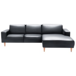 Hjort Knudsen Copenhagen læder chaiselongsofa Højrevendt