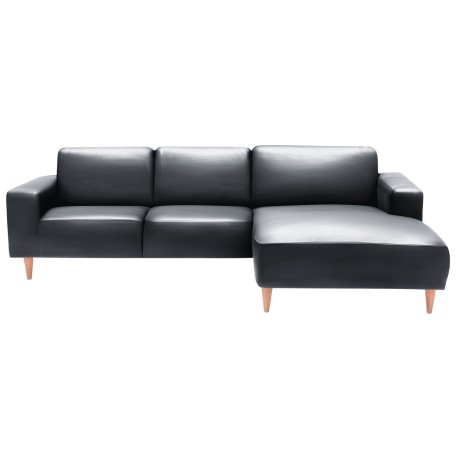 Hjort Knudsen Copenhagen læder chaiselongsofa Højrevendt