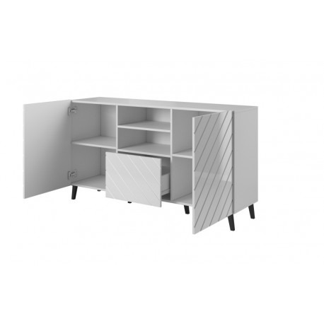 Kommode ABETO mat Hvid/ blank Hvid