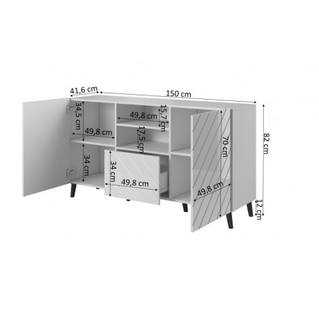 Kommode ABETO mat Hvid/ glans Hvid