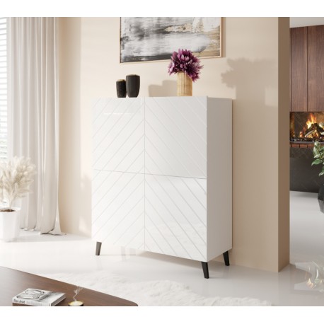 Kommode 100 ABETO mat Hvid/ glans Hvid