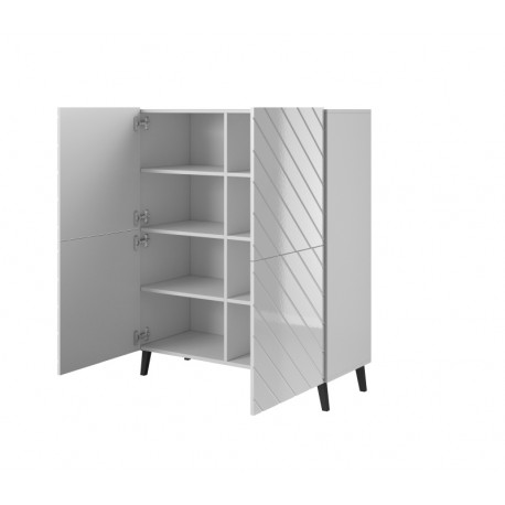 Kommode 100 ABETO mat Hvid/ glans Hvid