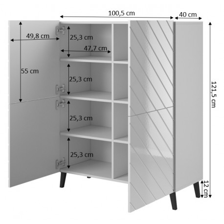Kommode ABETO mat grafit/ glans grafit