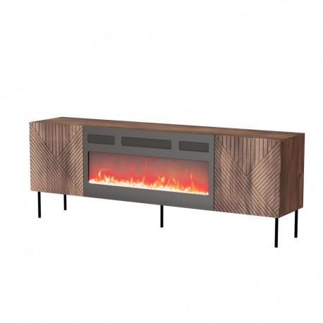 ART DECO TV bord EF warmia Valnød med Pejs