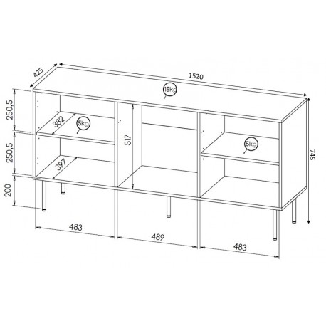 HOLE kommode 152 Sort mat/Sort mat