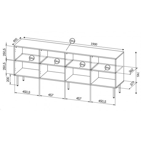HOLE kommode 190 Sort mat/Sort mat