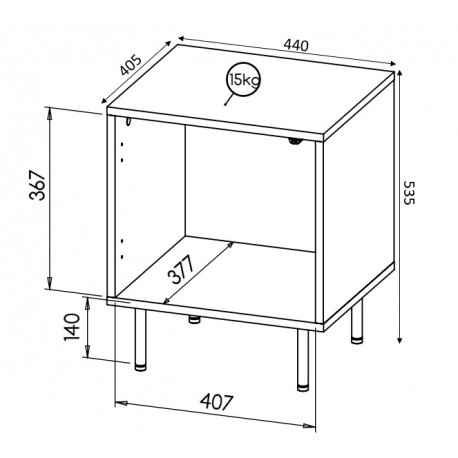 HOLE sengebord Sort mat/Sort mat