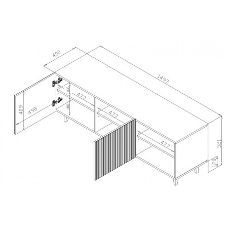 PAFOS TV bord 150 2D2K Sort/Sort