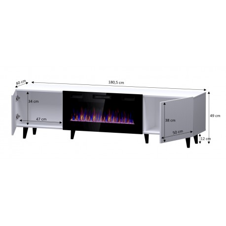 PAFOS EF TV bord 180cm Hvid Sorte ben