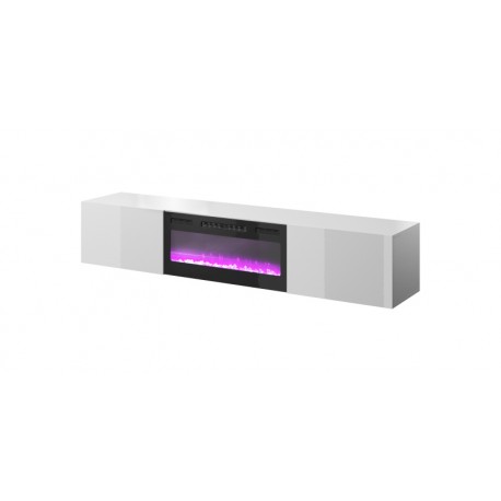 SLIDE Tvbord 200cm med Pejs - Hvid