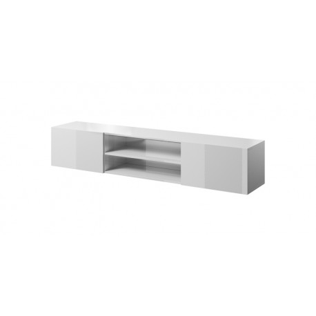 SLIDE Tvbord 200cm med Pejs - Hvid