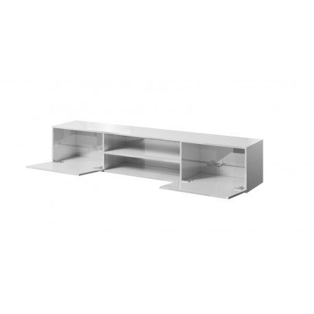 SLIDE Tvbord 200cm med Pejs - Hvid