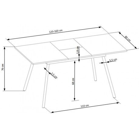 ALBON Spisebord med udtræk - 120-160cm