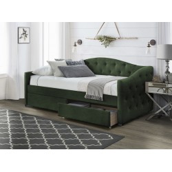 ALOHA seng 90x200 med skuffer - Mørkegrøn Velour