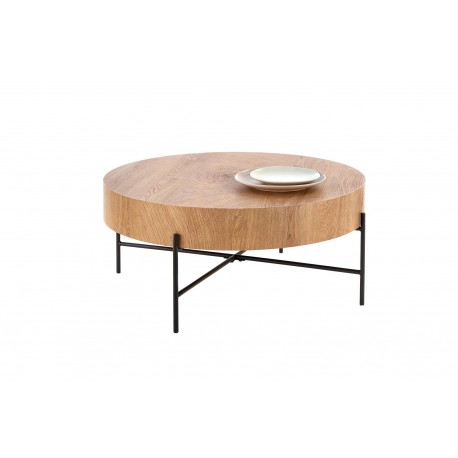 BROKLYN Rund sofabord Ø80 cm Natur eg / Sort