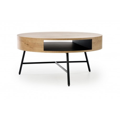 CAMILA sofabord Ø80 cm - Gylden eg / Sort