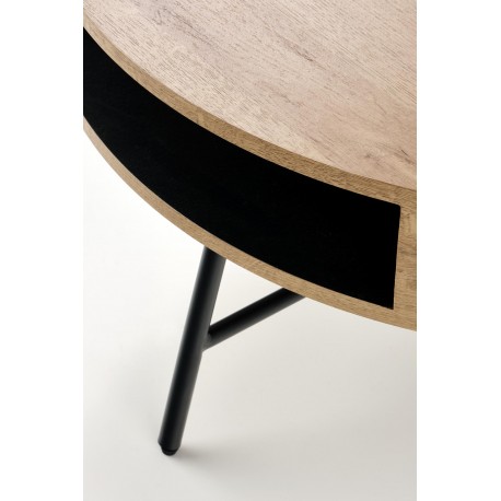 CAMILA sofabord Ø80 cm - Gylden eg / Sort