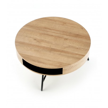CAMILA sofabord Ø80 cm - Gylden eg / Sort