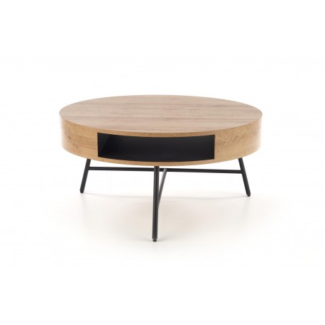 CAMILA sofabord Ø80 cm - Gylden eg / Sort