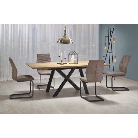 CAPITAL Spisebord med udtræk 180-240 cm, guld eg / Sort