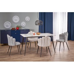 EMILIO 140 bord, - top - Hvid marmor, ben - Sort