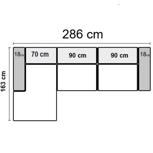 286 x 163 cm Venstrevendt