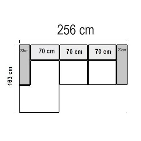 256 x 163 cm venstrevendt