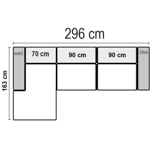 296 x 163 cm venstrevendt